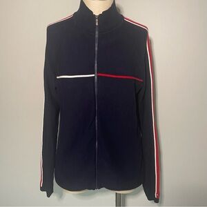 Tommy Hilfiger navy blue full zipper front high neck sweater size L